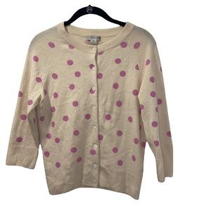 Investments - Fine Cashmere Cream and Pink button front cardigan .Size M